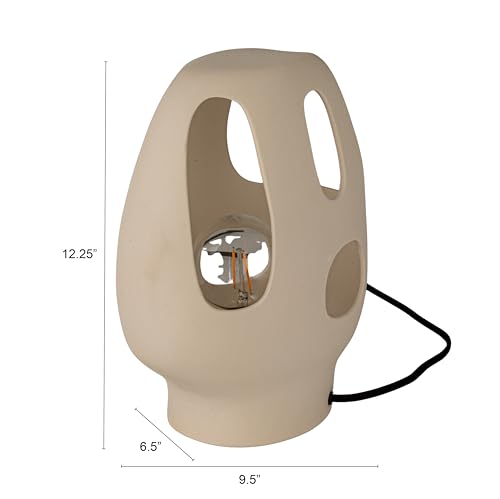 Bloomingville Ceramic Table Lamp with Cut-Outs, Volcano Finish, White