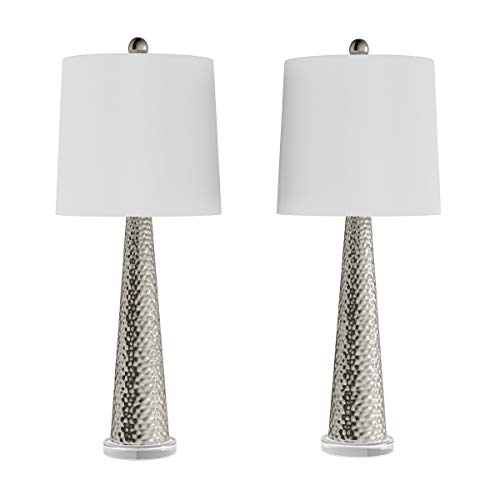 Lavish Home Table Lamps, Silver, Set of 2, 12” x 30.25”