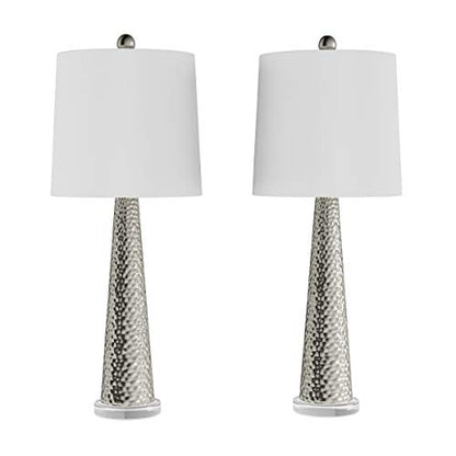 Lavish Home Table Lamps, Silver, Set of 2, 12” x 30.25”