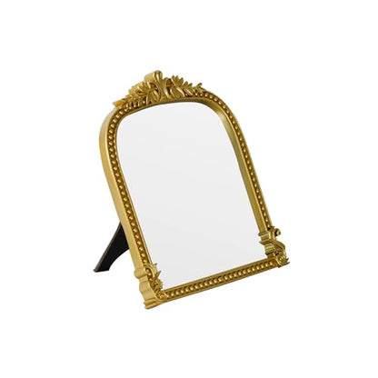 Small Gold Plastic Arched Makeup Mirror (10.6x8.6 inch) - color: Gold