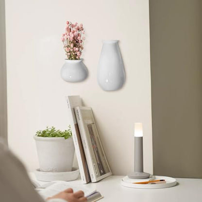 White Ceramic Wall Planters, Set of 2, 10.6 Inch, Flared Design - color: 2pcs-small & Large