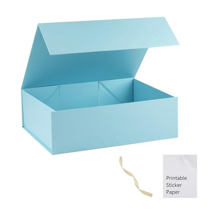 Light Blue Gift Box,19x16x6 Large Gift Boxes With Lids For Presents Includes Ribbon And Diy Printable Sticker Paper,Bridesmaid Proposal Box,Magnetic Gift Box For Birthday,Wedding,Graduation - color: 19x16x6inch-Light Blue-Pack 1