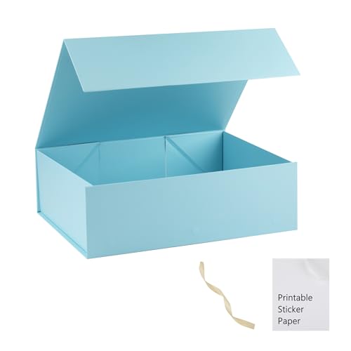 Light Blue Gift Box,19x16x6 Large Gift Boxes With Lids For Presents Includes Ribbon And Diy Printable Sticker Paper,Bridesmaid Proposal Box,Magnetic Gift Box For Birthday,Wedding,Graduation - color: 19x16x6inch-Light Blue-Pack 1
