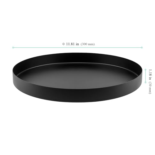 2PCS 12 Inch Black Metal Round Trays, Stainless Steel Decorative Serving Tray, Round Candle Tray Holder for Jewelry, Accessories, Coffee Table