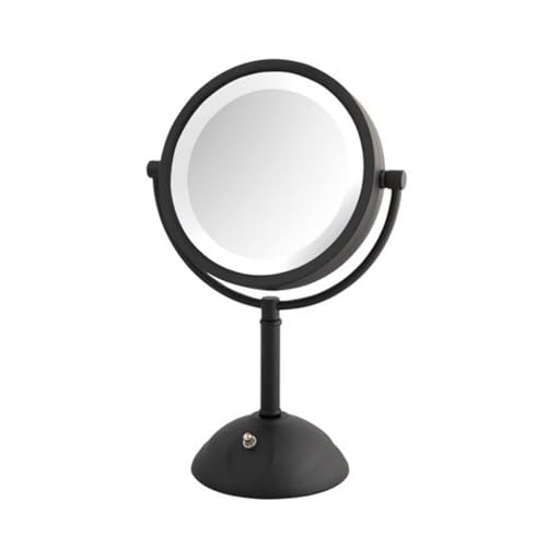 JERDON Tabletop Makeup Mirror with Lights - 1X/8X Magnification - Black 8.5" Vanity Mirror - Model HL8808BKL - color: Black