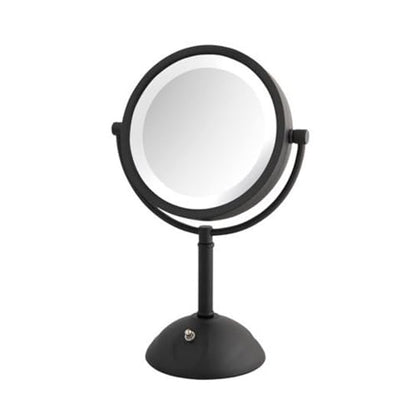 JERDON Tabletop Makeup Mirror with Lights - 1X/8X Magnification - Black 8.5" Vanity Mirror - Model HL8808BKL - color: Black