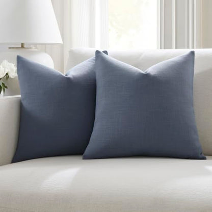 Meekio Linen Blend Throw Pillow Covers 20x20 Set of 2, Blue Gray - color: Blue Grey, size: 20" x 20" (Pack of 2)
