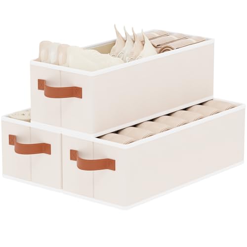 Storage Bins with Double Handles,Beige Baskets,15x6x5 In,3-Pack - color: Beige, size: 3-Pack