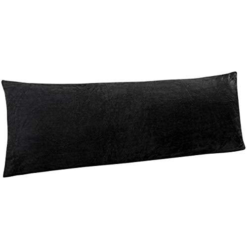NTBAY Velvet Body Pillow Cover, 20 x 54, Zipper, Black - color: Black, size: 54" x 20" (Pack of 1)