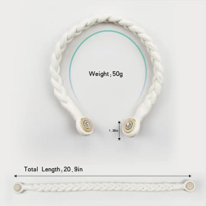 Magnetic Soft Curtain Tiebacks Rope Cotton Window Curtain Holdbacks Porlau - color: Cream, size: 2 Pack