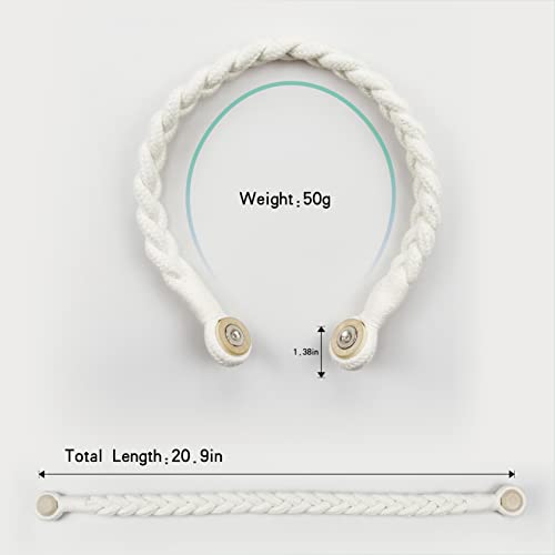 Magnetic Soft Curtain Tiebacks Rope Cotton Window Curtain Holdbacks Porlau - color: Cream, size: 4 Pack