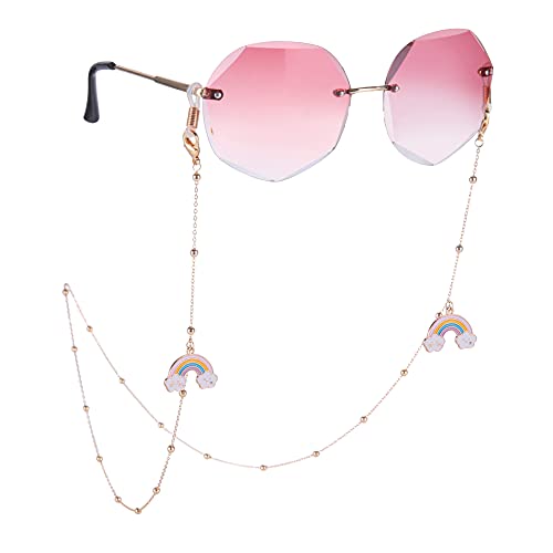 LIKGREAT Eyeglass Chain for Women Face Mask Link Chains Sunglass Strap Holder KC Gold Plated - color: Rainbow
