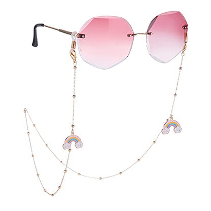 LIKGREAT Eyeglass Chain for Women Face Mask Link Chains Sunglass Strap Holder KC Gold Plated - color: Rainbow
