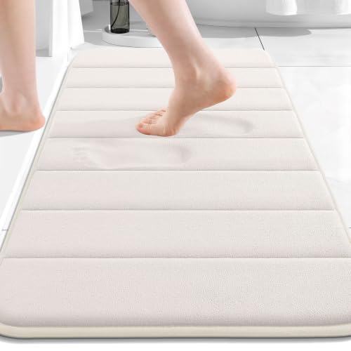 Buganda Memory Foam Bath Mat 30 x 20, Ultra Soft Absorbent Bathroom Rugs - color: Cream, size: 30" X 20"