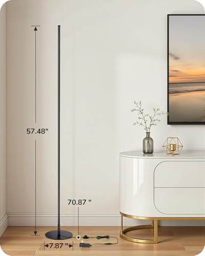 EDISHINE 2 Pack 57.5” Floor Lamp with Remote, Dimmable & 7 CCT Adjustable - color: Black