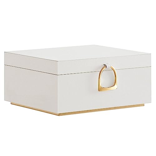 SONGMICS 2-Layer Jewelry Box with Handle, Removable Tray, Floating Effect - color: White