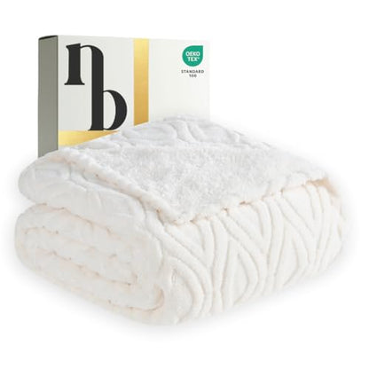 The Seacliff Blanket 50x60 Throw, Lighthouse Cream – Lightweight Soft Fleece Throw Blanket for Couch, Breathable All Season, Coastal Wave Texture - color: Lighthouse Cream, size: Throw 50x60