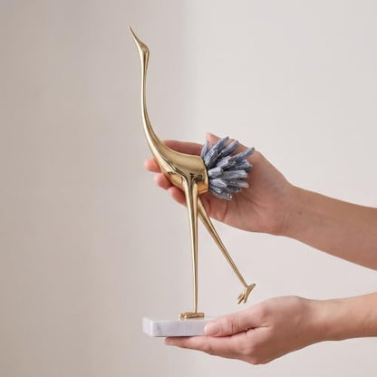 suruim Gold Crane Statue with Blue Crystal Tail, 13.8-Inch - color: Blue, size: A