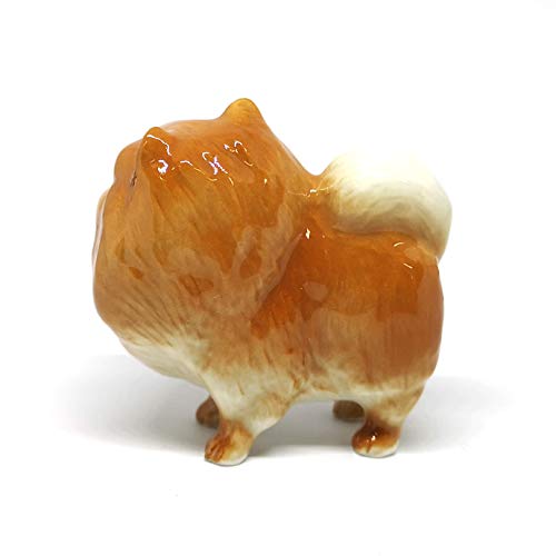 Handmade Ceramic Brown Standing Pomeranian Figurine, Shelf Decor