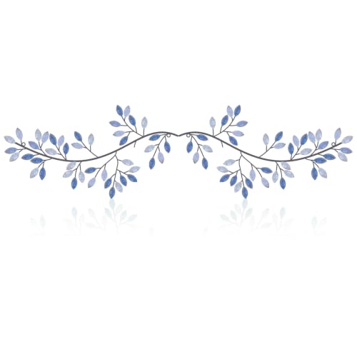 Hotop 2 Pieces Metal Tree Leaf Wall Decor Vine Olive Branch Leaf Wall Art Wrought Iron Scroll Sculptures Above the Bed, Living Room, Outdoor Decoration(Classic Style,Teal) - color: Teal, size: Classic Style