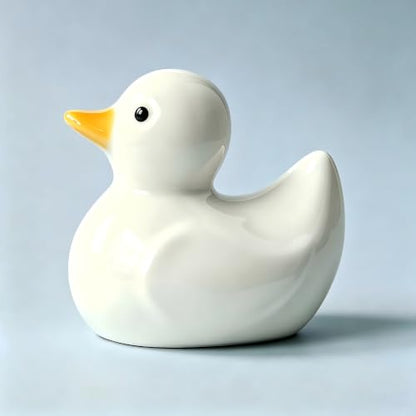 Ceramic Duck Figurines, Mini y Ducks Statues for Computer，Office，Desk,White - color: White