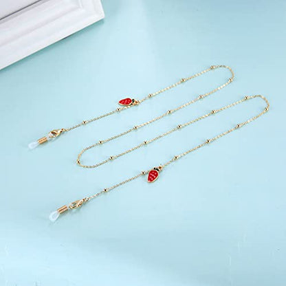 LIKGREAT Eyeglass Chain for Women Face Mask Link Chains Sunglass Strap Holder KC Gold Plated - color: Strawberry