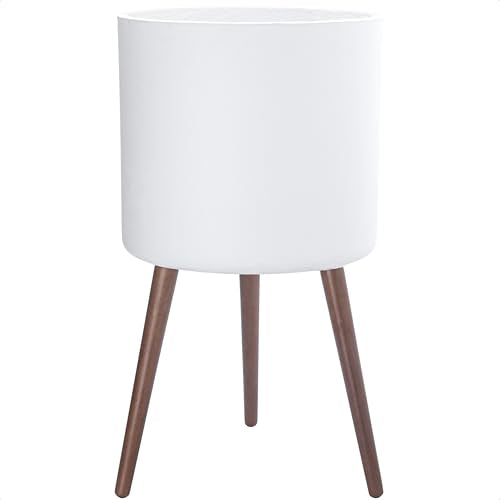 D'vine Dev 16 Inch Planter Pot with Wood Stand, White, 88-O-E-1 - color: Matte White, size: XX-Large