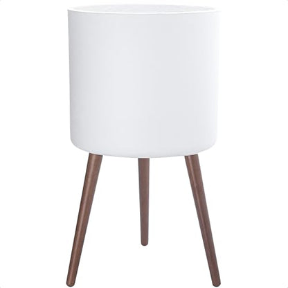 D'vine Dev 16 Inch Planter Pot with Wood Stand, White, 88-O-E-1 - color: Matte White, size: XX-Large