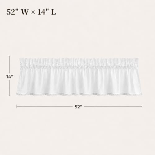 White Cotton Crochet Edge Window Valance, 14" L x 52" W, 2 Panels - color: White, size: 14"L x 72"W (Pack of 2)