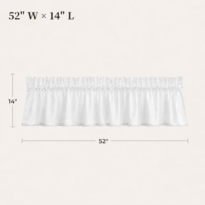 White Cotton Crochet Edge Window Valance, 14" L x 52" W, 2 Panels - color: White, size: 14"L x 72"W (Pack of 2)