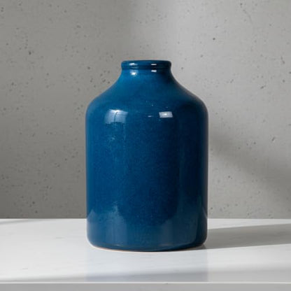 Sunddo Navy Blue Ceramic Vase, 7 Inch - color: Dark Blue, size: 7 inch