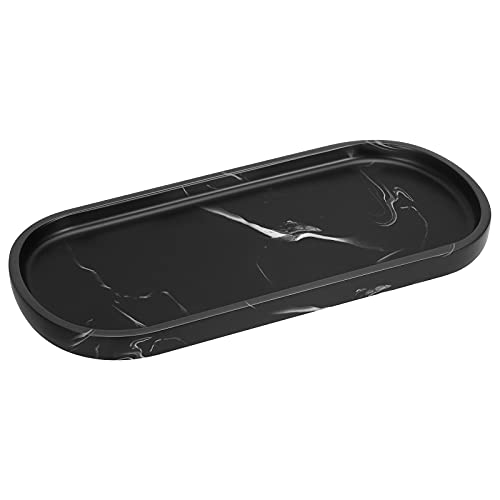 Luxspire 10" Oval Bathroom Tray for Countertop Organizer, Ink Black - color: E - Ink Black, style: Small