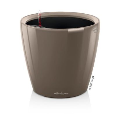 Lechuza 16045 Classico LS 28 Self-Watering Planter, Shiny Taupe High Gloss - color: Shiny Taupe, size: D28 H26 cm