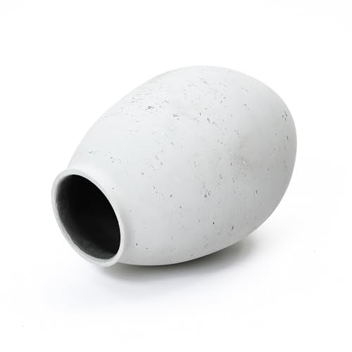 LuxenHome 16" Cement Large Floor Vase, Antique White Rustic Vases - color: White-b, size: 16 Inch