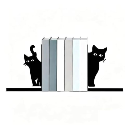 Decorative Black Cat Bookends, Metal