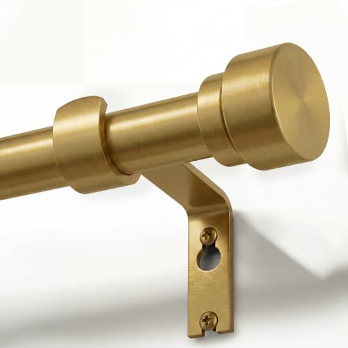 Oneach Heavy Duty Curtain Rods for Windows 72 to 144 Inch, 1 Inch Brass Gold Curtain Rod, Adjustable Length Rod with Metal Finials, Modern Decorative for Bedroom Kitchen Living Room - color: 017 Brass Gold, size: 16"-150"|1 Pack