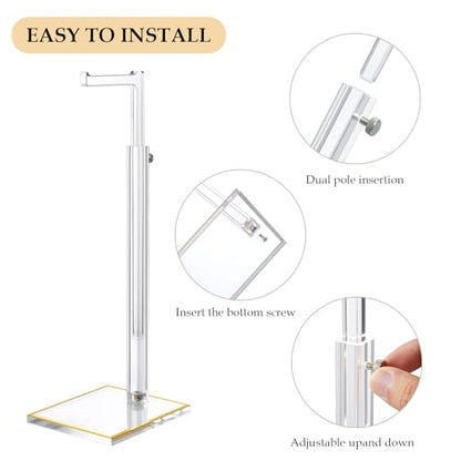 3-Pack Acrylic Purse Display Stands, 14"-24" Adjustable Handbag Holder - size: 3 Pack