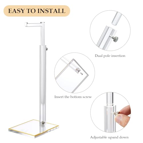 2-Pack Acrylic Purse Display Stands, 14"-24" Adjustable Handbag Holder - size: 2 Pack