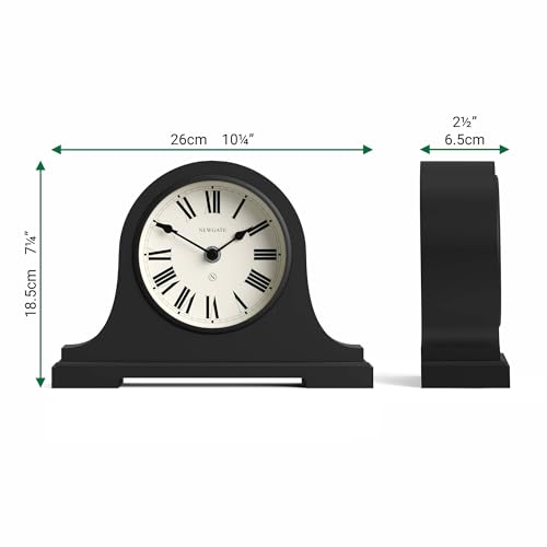 NEWGATE® Broadway Mantel Clock | Classic Napoleon’s hat Design | Black | Roman Numerals | Traditional Style for Desk, Table top, Shelf or Bedside - color: Black