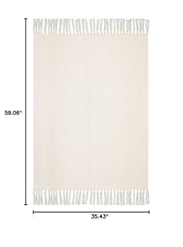 Lahome Boho Bathroom Rugs, 3x5 Washable Area Rug for Kitchen Bedroom Entry - color: Beige/White, size: 3' x 5' (Rectangular)