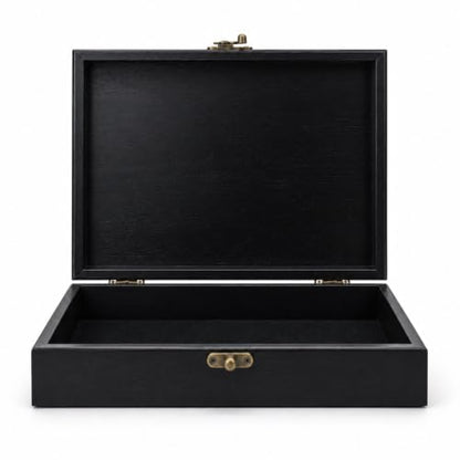 WE Games Old World Wooden Keepsake Box - color: Black Stained, size: Large