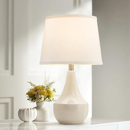 GyroVu 18" Table Lamp Set of 2, Ceramic Table Lamp Classic Beside Lamps Nightstand Lamp Modern Lamp for Living Room, Bedroom & Office Rocker Swtich Cream-LED Bulbs Included - color: 18.63" Ceram