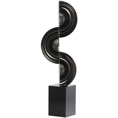 Deco 79 Crystal Geometric Decorative Sculpture Abstract Two-Tone Home Decor Statue with Stacked Semi Circles, Accent Figurine 5" x 4" x 18", Black