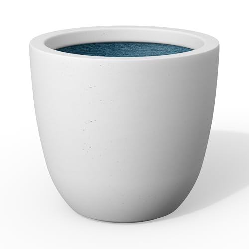 Kante White Concrete Planter 10" Dia All-Weather Round Small Pot - color: White, size: 10-Inch Dia