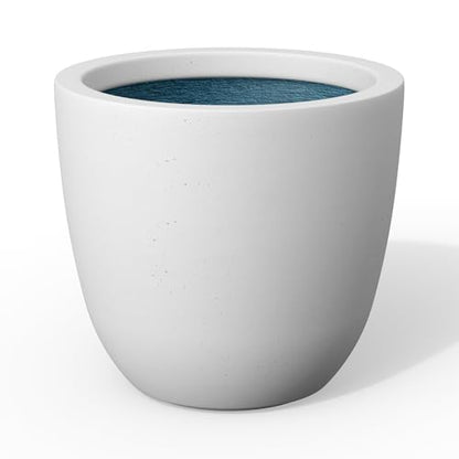 Kante White Concrete Planter 18" Dia All-Weather Round Large Pot - color: White, size: 18-Inch Dia