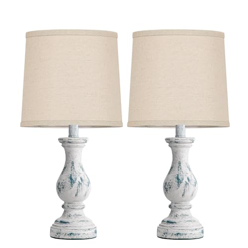 22" Farmhouse Table Lamps Set of 2, Rustic Bedside Lamps for Bedroom - color: D. Washed Blue
