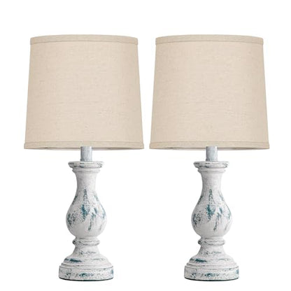 22" Farmhouse Table Lamps Set of 2, Rustic Bedside Lamps for Bedroom - color: D. Washed Blue