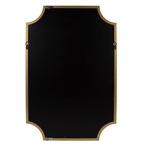 Kate and Laurel Hogan Wood Framed Wall Accent Mirror with Scalloped Corners, 24x36 Inches, Gold