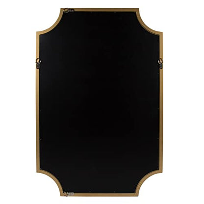 Kate and Laurel Hogan Wood Framed Wall Accent Mirror with Scalloped Corners, 24x36 Inches, Gold