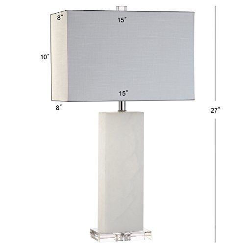 JONATHAN Y Tiggie 27" Alabaster Table Lamp, White Alabaster/Clear - color: White Alabaster